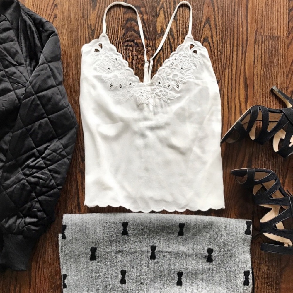 Floral embroidered tank